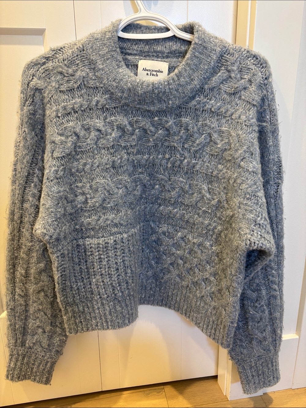 Abercrombie & Fitch Women's light blue Cable-Knit Sweater